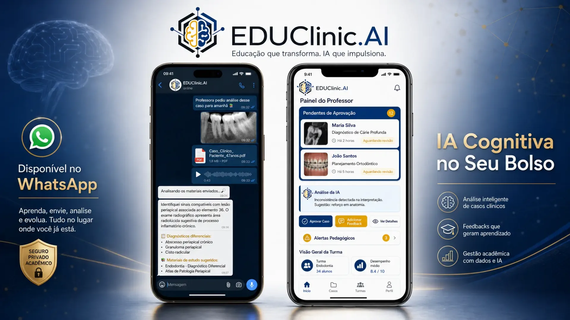 EDUClinic.AI no WhatsApp - Experiência Mobile